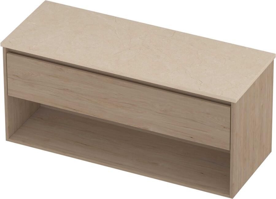 Proline Deck Badmeubelset Hardsteen Met Schap 120x46x55 cm Sand Stone Ideal Oak