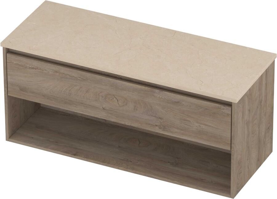 Proline Deck Badmeubelset Hardsteen Met Schap 120x46x55 cm Sand Stone Raw Oak