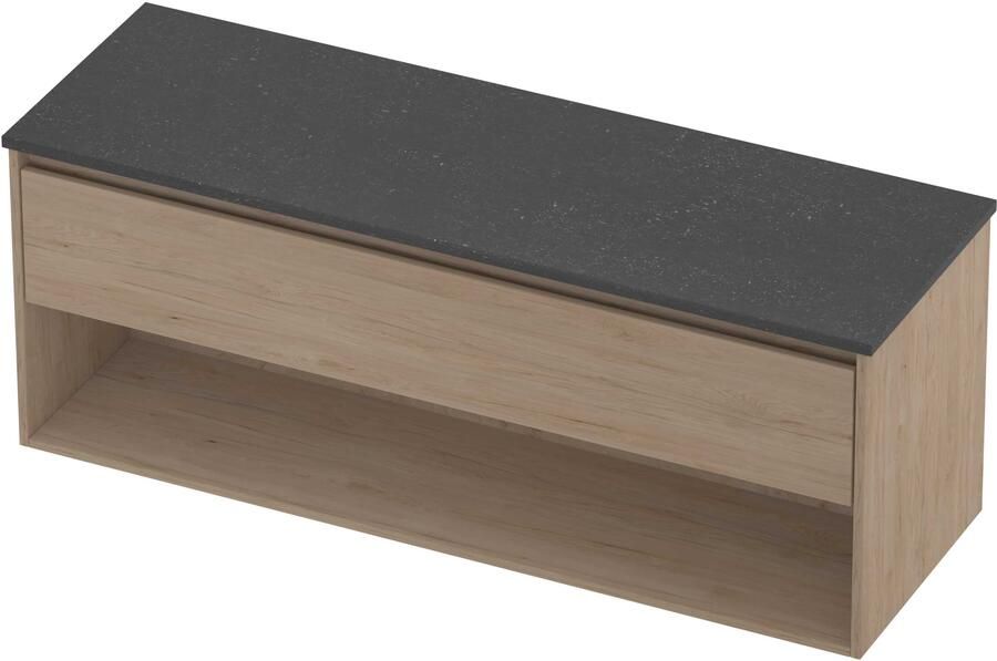 Proline Deck Badmeubelset Hardsteen Met Schap 140x46x55 cm Blue Stone Ideal Oak