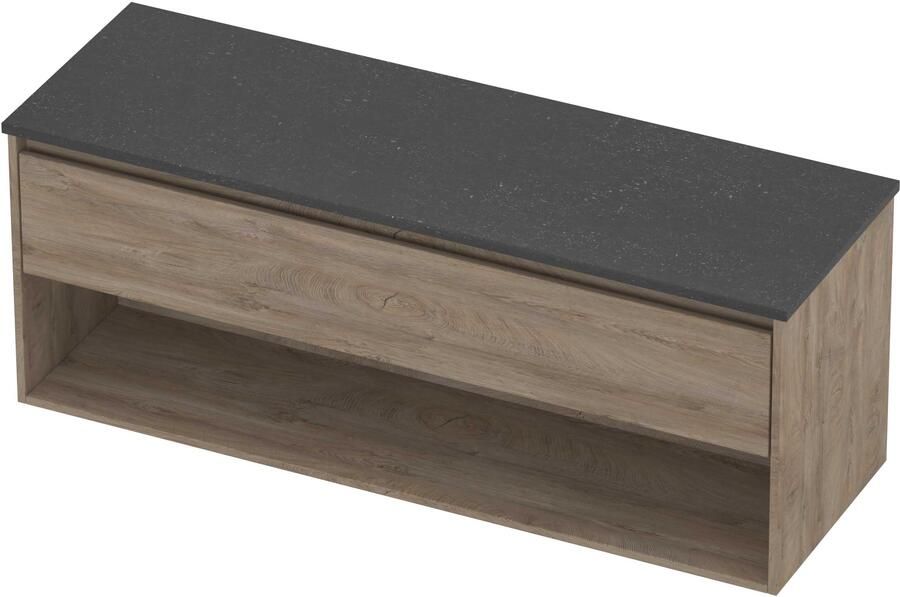 Proline Deck Badmeubelset Hardsteen Met Schap 140x46x55 cm Blue Stone Raw Oak