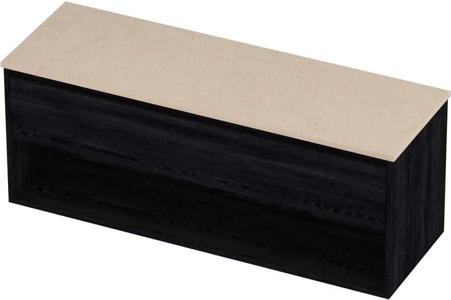 Proline Deck Badmeubelset Hardsteen Met Schap 140x46x55 cm Sand Stone Black Oak