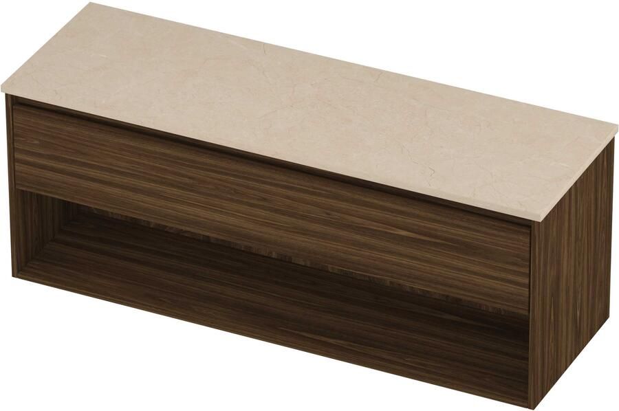 Proline Deck Badmeubelset Hardsteen Met Schap 140x46x55 cm Sand Stone Cabana Oak