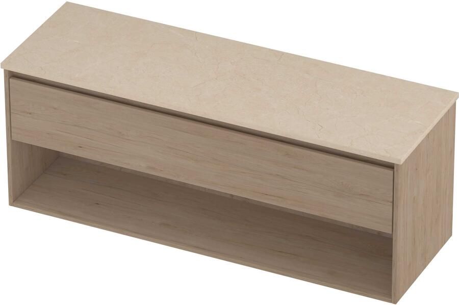 Proline Deck Badmeubelset Hardsteen Met Schap 140x46x55 cm Sand Stone Ideal Oak