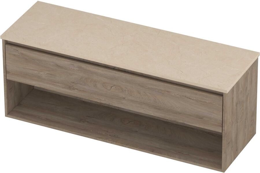 Proline Deck Badmeubelset Hardsteen Met Schap 140x46x55 cm Sand Stone Raw Oak