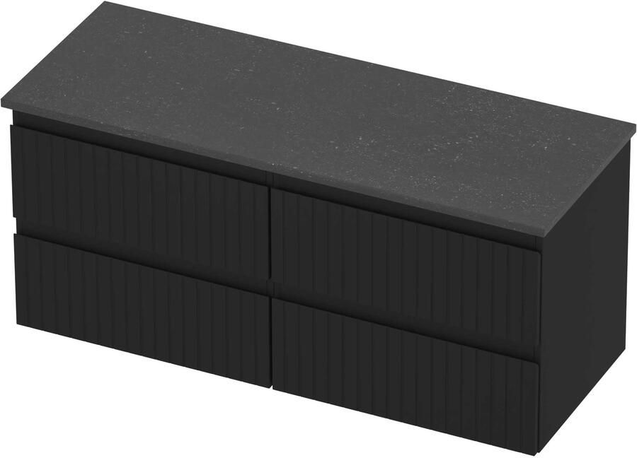 Proline Deck Badmeubelset Hardsteen Symmetrisch 4 Laden 120x46x55 cm Blue Stone Mat Zwart
