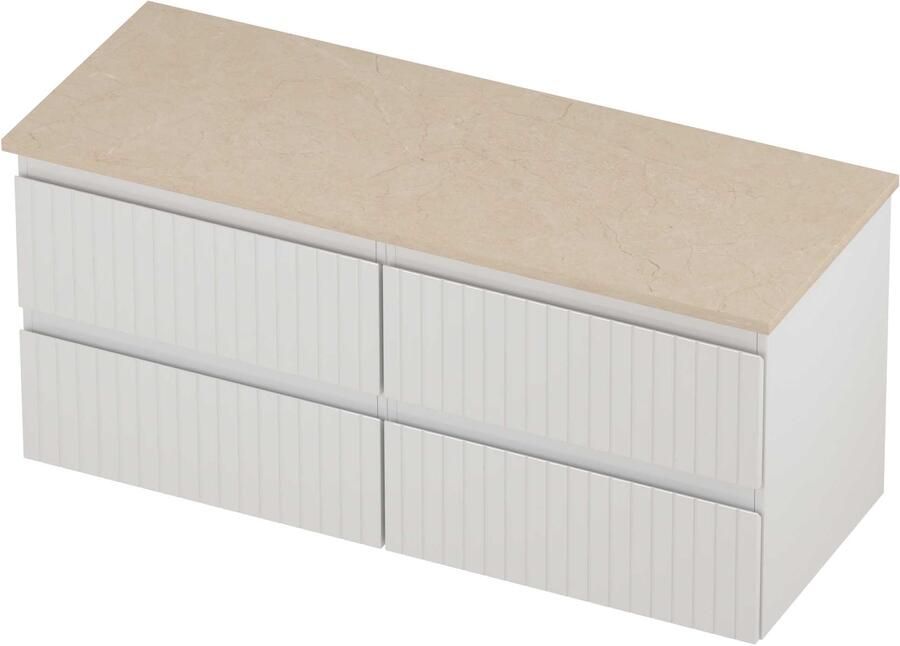 Proline Deck Badmeubelset Hardsteen Symmetrisch 4 Laden 120x46x55 cm Sand Stone Glans Wit