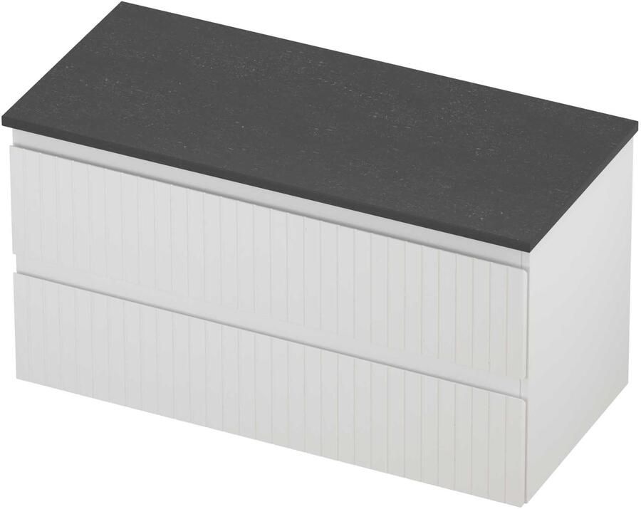 Proline Deck Badmeubelset Hardsteen Symmetrisch Gefreesd 100x46x55 cm Blue Stone Mat Wit