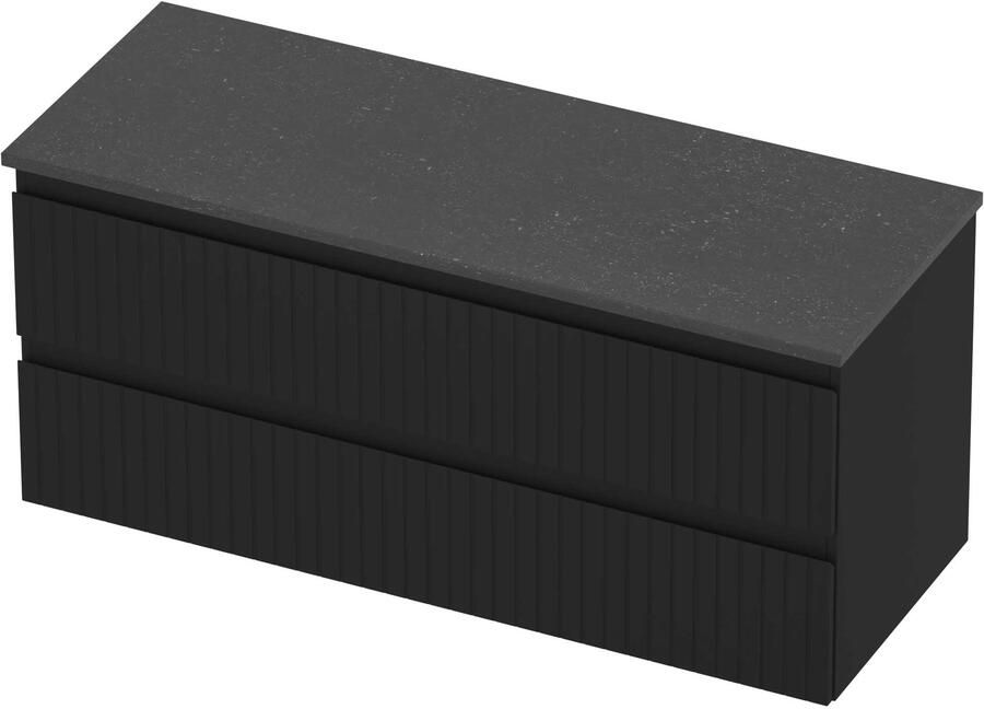 Proline Deck Badmeubelset Hardsteen Symmetrisch Gefreesd 120x46x55 cm Blue Stone Mat Zwart