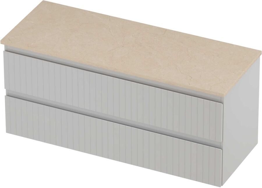 Proline Deck Badmeubelset Hardsteen Symmetrisch Gefreesd 120x46x55 cm Sand Stone Glans Wit