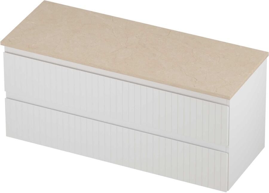 Proline Deck Badmeubelset Hardsteen Symmetrisch Gefreesd 120x46x55 cm Sand Stone Mat Wit