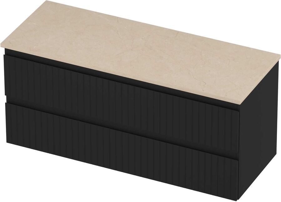 Proline Deck Badmeubelset Hardsteen Symmetrisch Gefreesd 120x46x55 cm Sand Stone Mat Zwart
