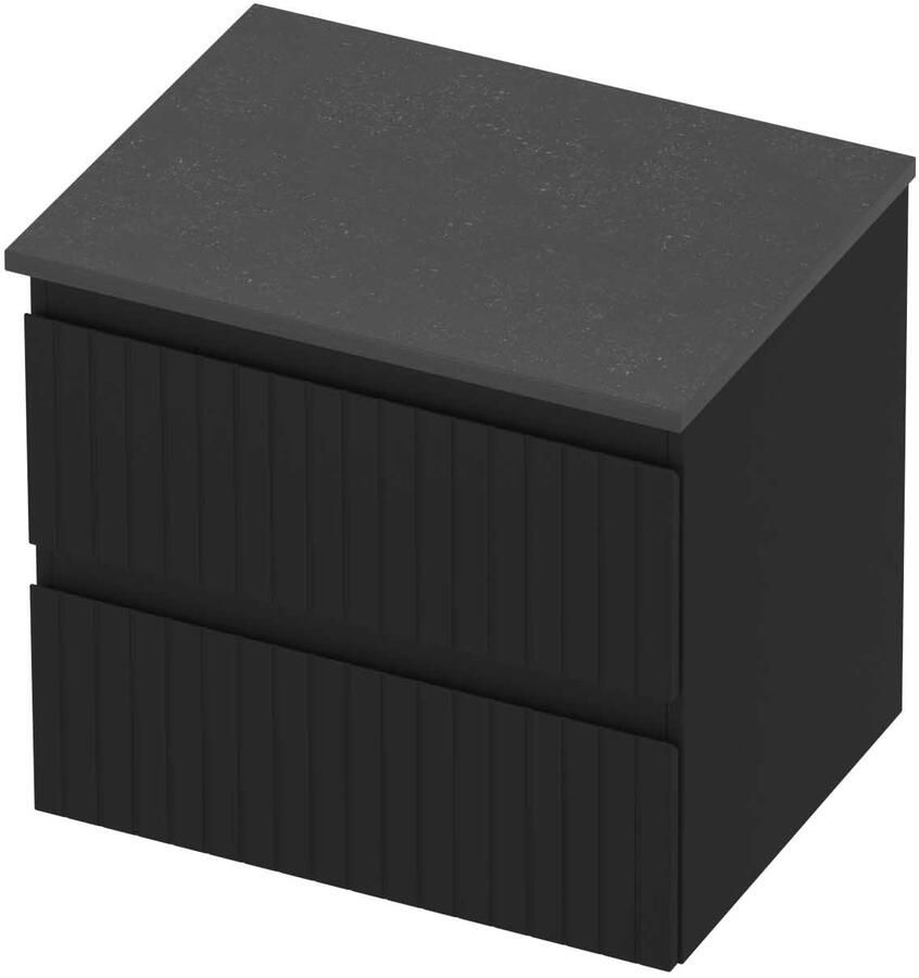 Proline Deck Badmeubelset Hardsteen Symmetrisch Gefreesd 60x46x55 cm Blue Stone Mat Zwart