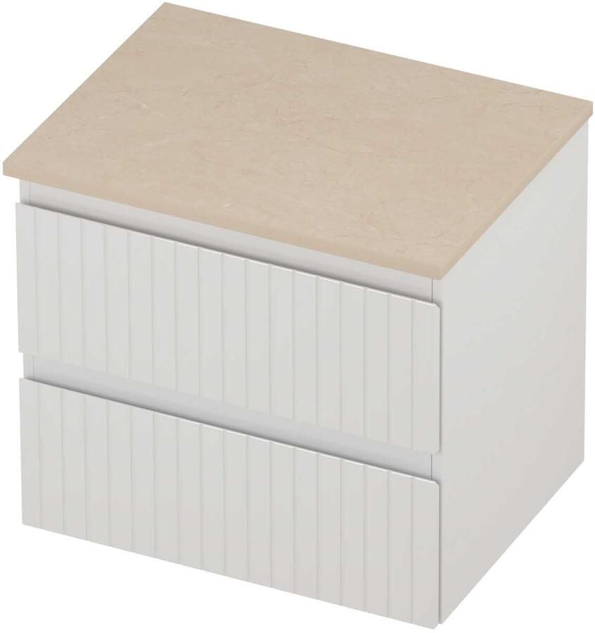 Proline Deck Badmeubelset Hardsteen Symmetrisch Gefreesd 60x46x55 cm Sand Stone Glans Wit