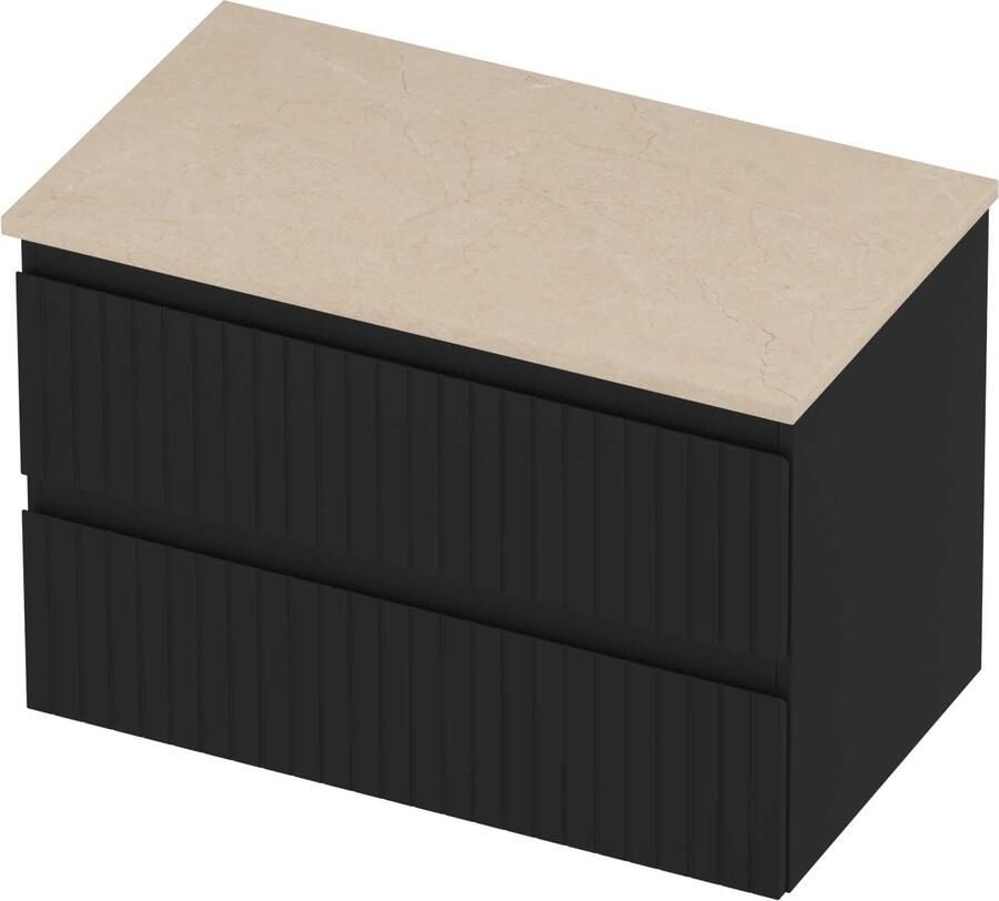 Proline Deck Badmeubelset Hardsteen Symmetrisch Gefreesd 80x46x55 cm Sand Stone Mat Zwart