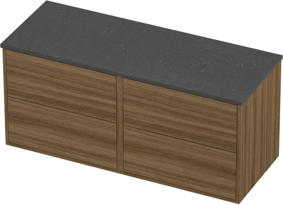 Proline Deck Badmeubelset Hardsteen Voor Grepen 120x46x54 cm Blue Stone Caramel Walnut