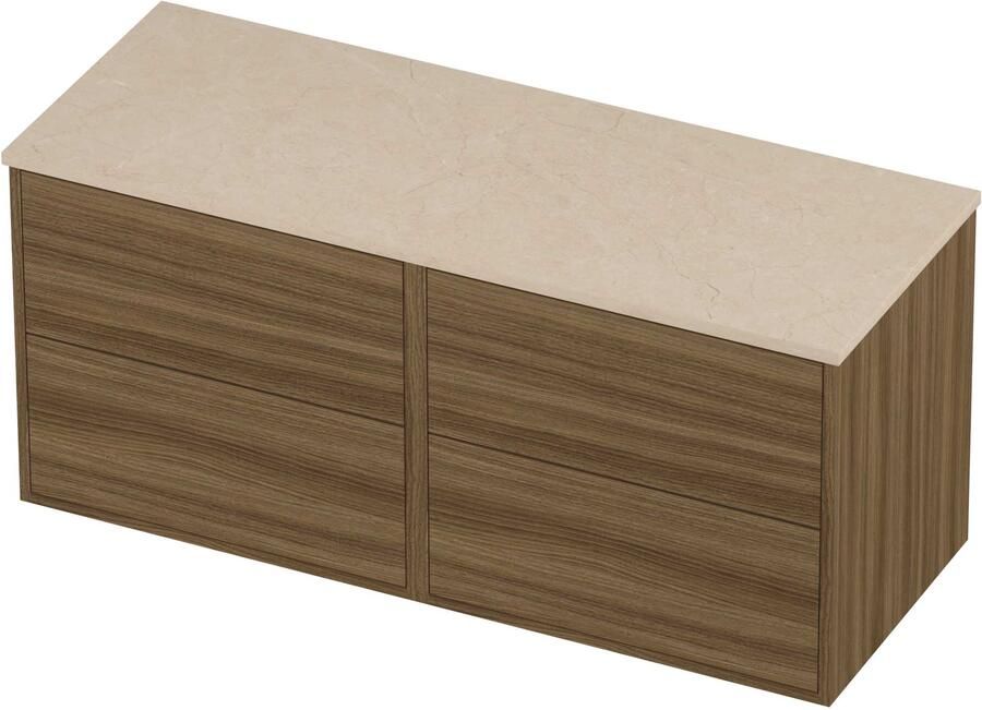 Proline Deck Badmeubelset Hardsteen Voor Grepen 120x46x54 cm Sand Stone Caramel Walnut