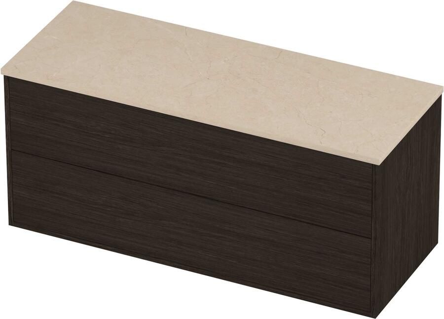 Proline Deck Badmeubelset Hardsteen Voor Grepen 2 Laden 120x46x54 cm Sand Stone Mokka Oak