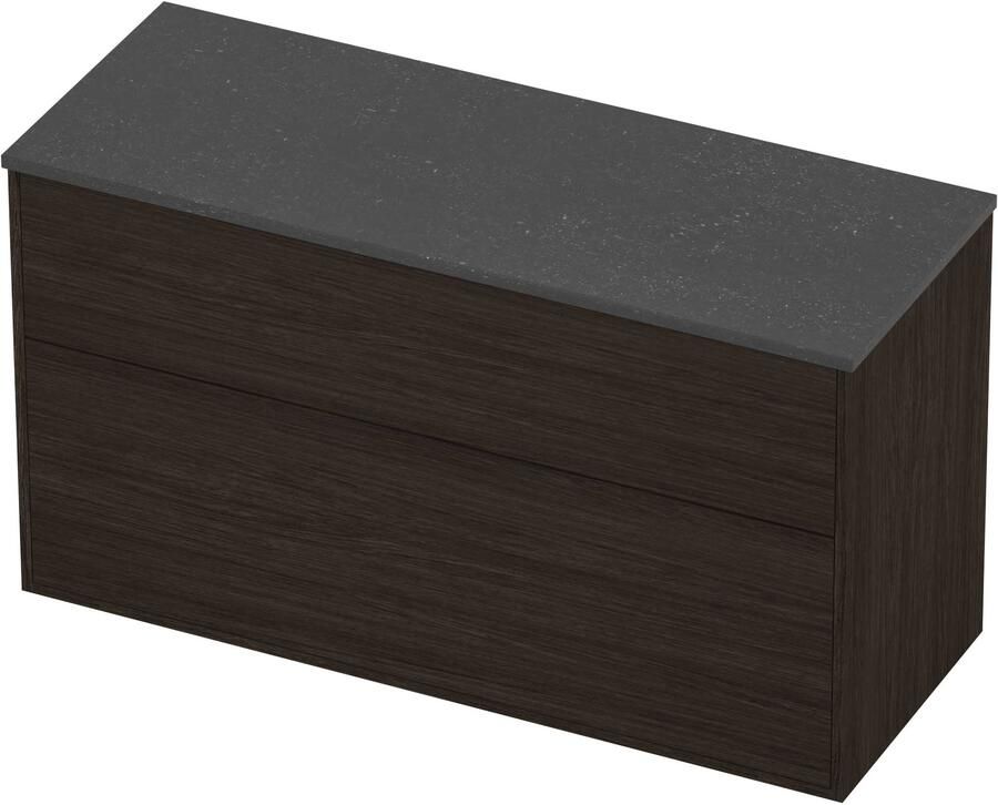 Proline Deck Badmeubelset Hardsteen Voor Grepen 2 Laden 120x46x67 cm Blue Stone Mokka Oak