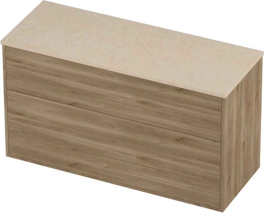 Proline Deck Badmeubelset Hardsteen Voor Grepen 2 Laden 120x46x67 cm Sand Stone Cider Oak