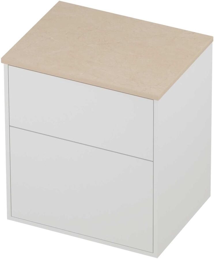 Proline Deck Badmeubelset Hardsteen Voor Grepen Asymmetrisch 60x46x67 cm Sand Stone Mat White