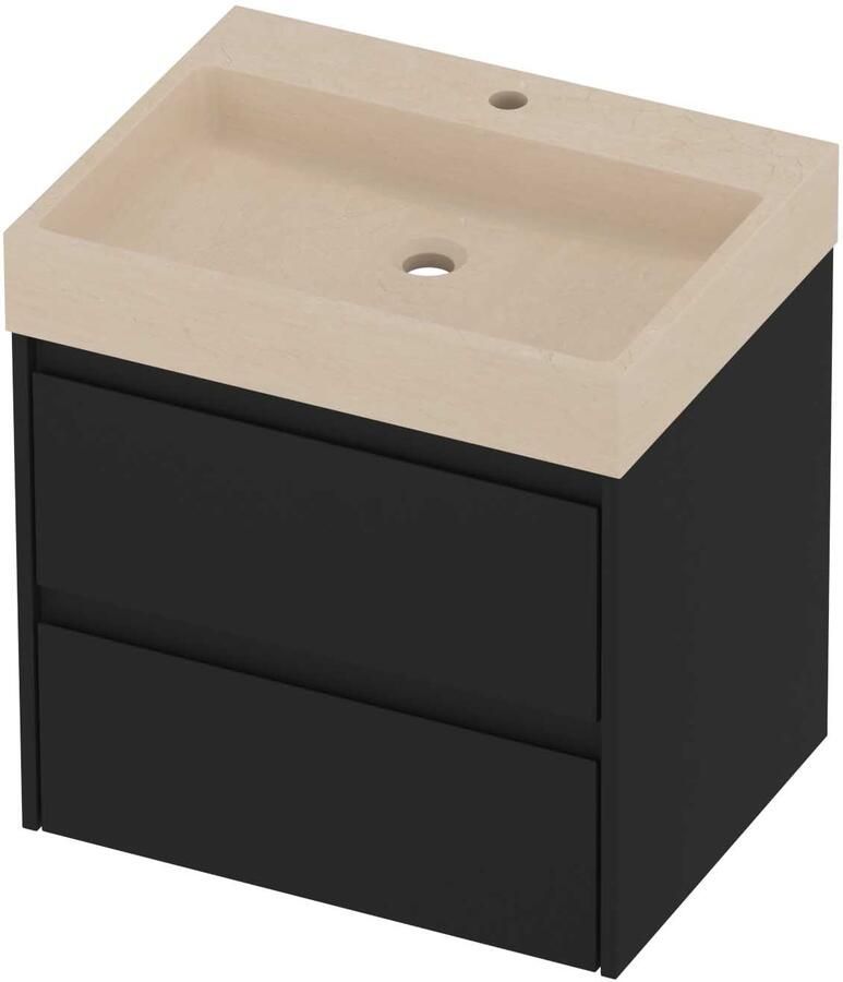 Proline Evoli Badmeubelset Hardsteen Loft 1 Kraangat 60x46x62 cm Sand Stone Mat Zwart