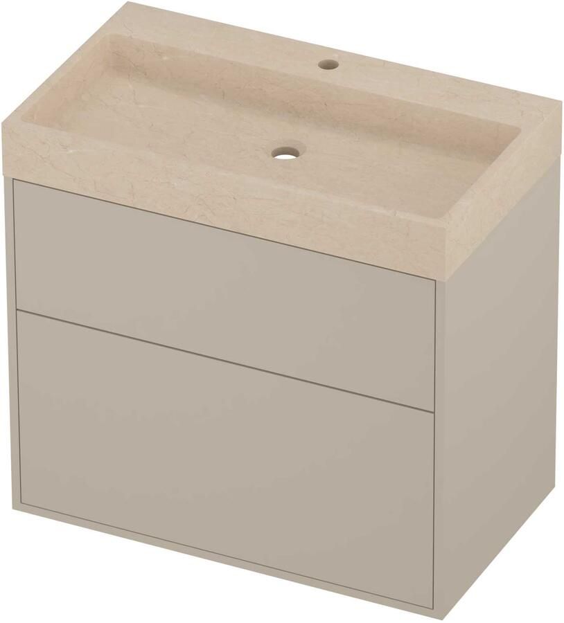 Proline Evoli Badmeubelset Hardsteen Loft 1 Kraangat Voor Grepen 80x46x75 cm Sand Stone Soft Linen