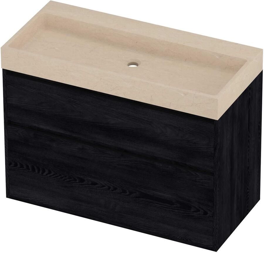 Proline Evoli Badmeubelset Hardsteen Loft 100x46x75 cm Sand Stone Black Oak