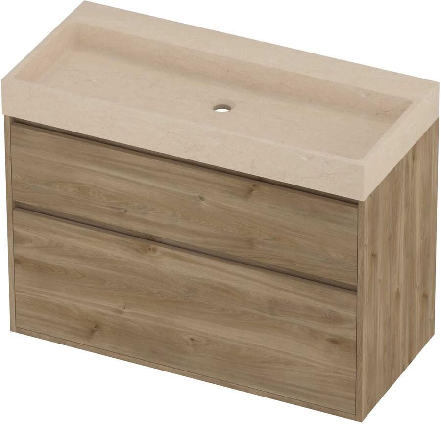 Proline Evoli Badmeubelset Hardsteen Loft 100x46x75 cm Sand Stone Cider Oak
