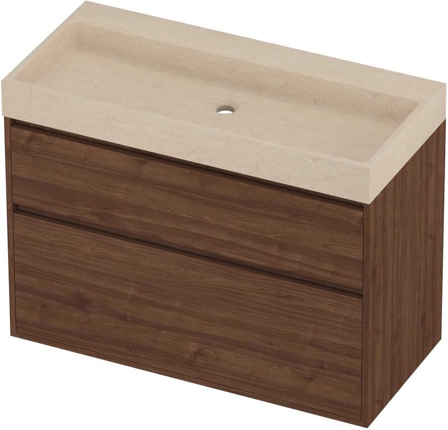 Proline Evoli Badmeubelset Hardsteen Loft 100x46x75 cm Sand Stone Indian Walnut