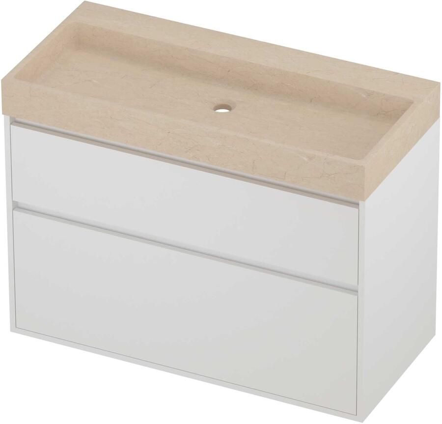Proline Evoli Badmeubelset Hardsteen Loft 100x46x75 cm Sand Stone Mat White