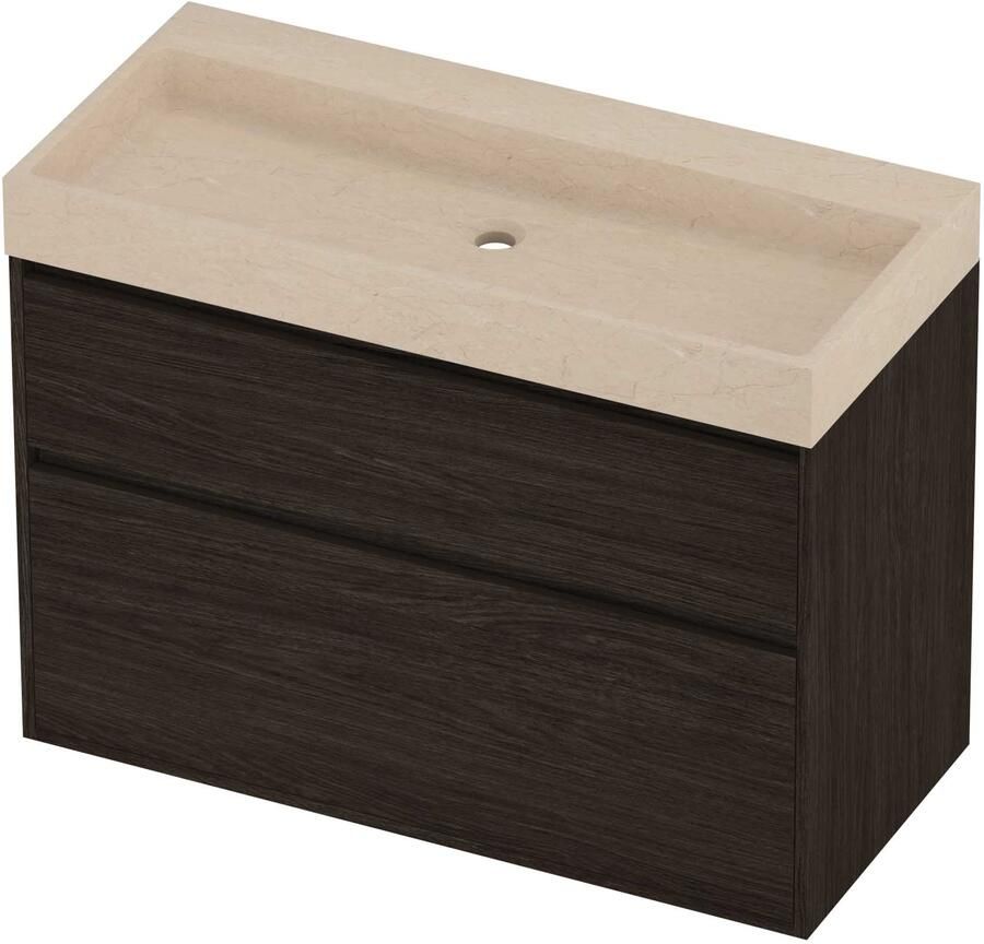 Proline Evoli Badmeubelset Hardsteen Loft 100x46x75 cm Sand Stone Mokka Oak