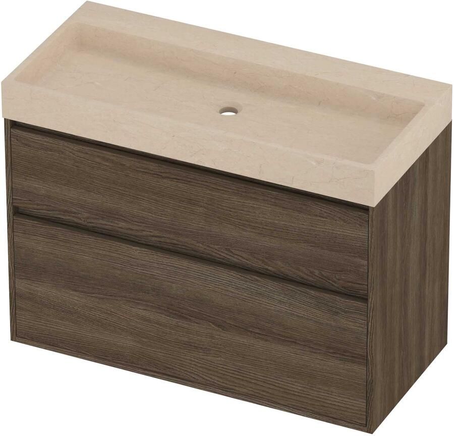 Proline Evoli Badmeubelset Hardsteen Loft 100x46x75 cm Sand Stone Vital Oak