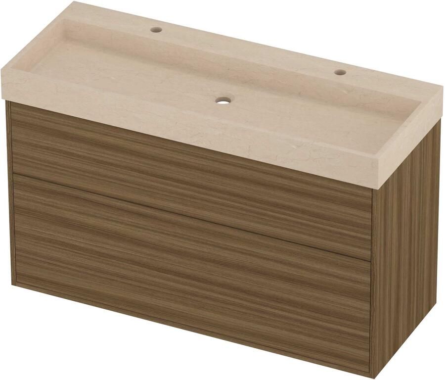 Proline Evoli Badmeubelset Hardsteen Loft 120x46x75 cm Sand Stone Caramel Walnut