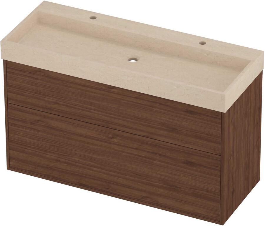 Proline Evoli Badmeubelset Hardsteen Loft 120x46x75 cm Sand Stone Indian Walnut