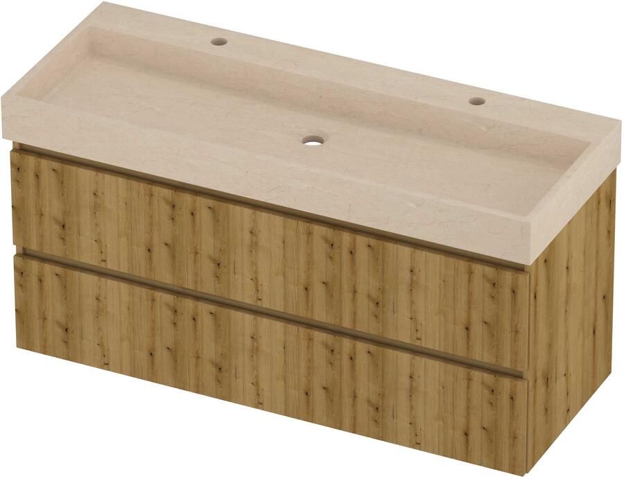 Proline Evoli Badmeubelset Hardsteen Loft 2 Kraangaten 120x46x62 cm Sand Stone Urban Oak