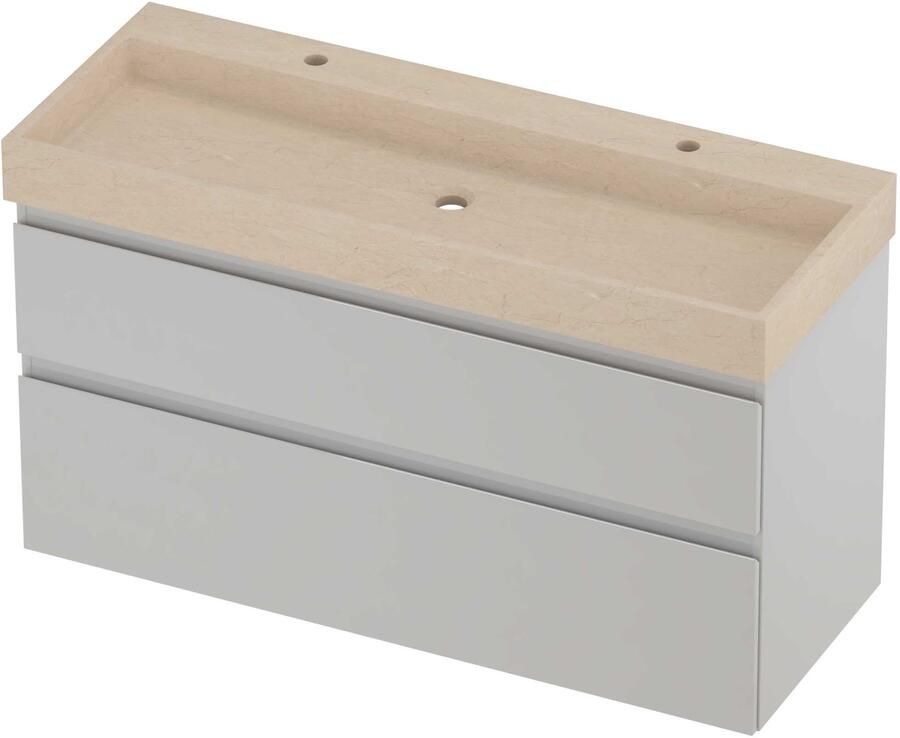 Proline Evoli Badmeubelset Hardsteen Loft 2 Kraangaten 120x46x70 cm Sand Stone Glans Wit