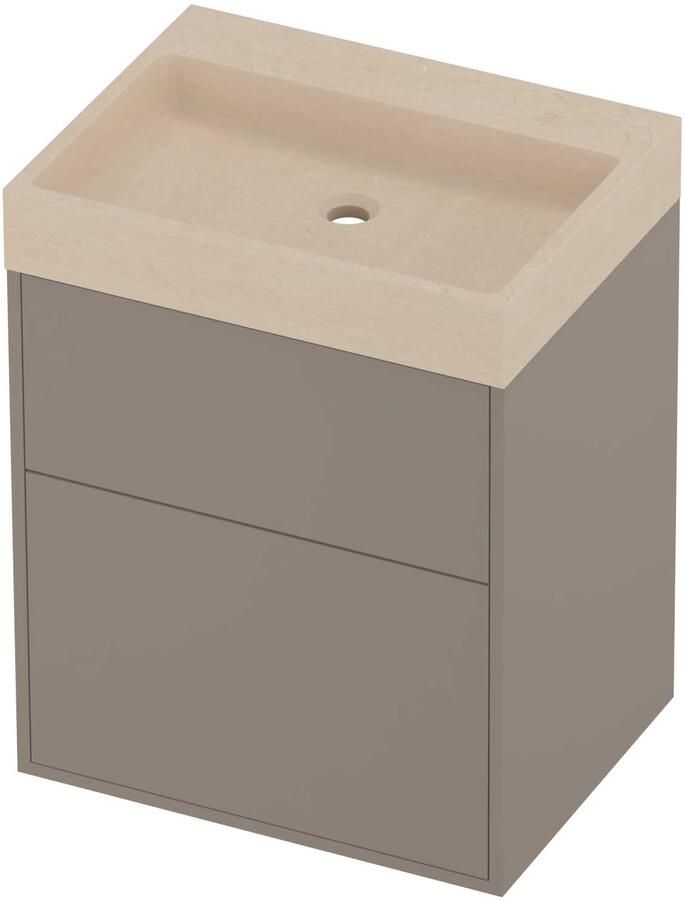 Proline Evoli Badmeubelset Hardsteen Loft 2 Laden 60x46x75 cm Sand Stone Clay Beige