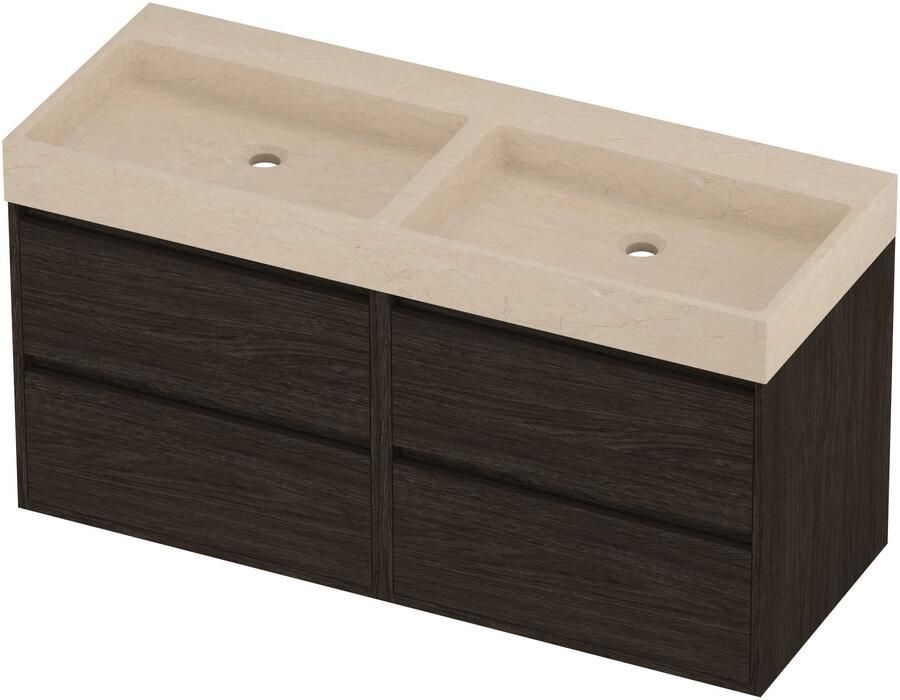 Proline Evoli Badmeubelset Hardsteen Loft 4 Laden 120x46x62 cm Sand Stone Mokka Oak