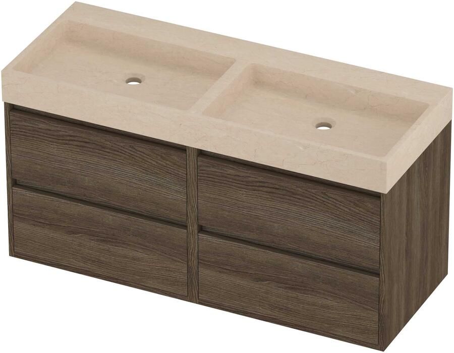 Proline Evoli Badmeubelset Hardsteen Loft 4 Laden 120x46x62 cm Sand Stone Vital Oak