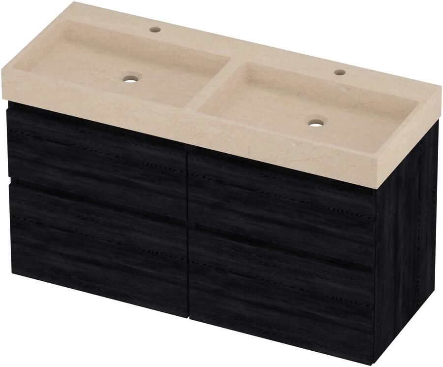 Proline Evoli Badmeubelset Hardsteen Loft 4 Laden 120x46x70 cm Sand Stone Black Oak