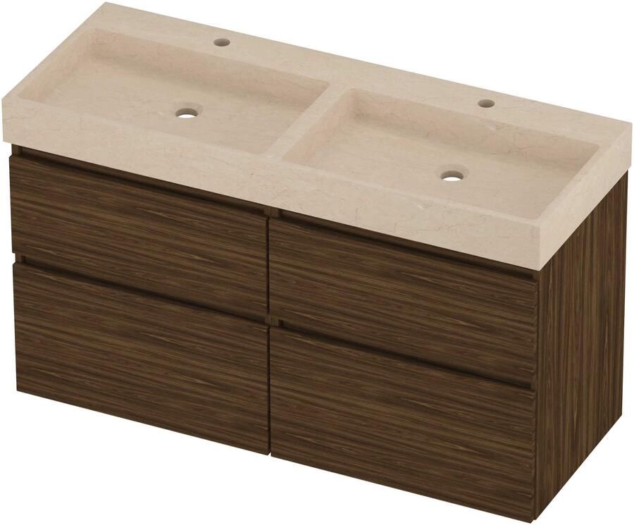 Proline Evoli Badmeubelset Hardsteen Loft 4 Laden 120x46x70 cm Sand Stone Cabana Oak