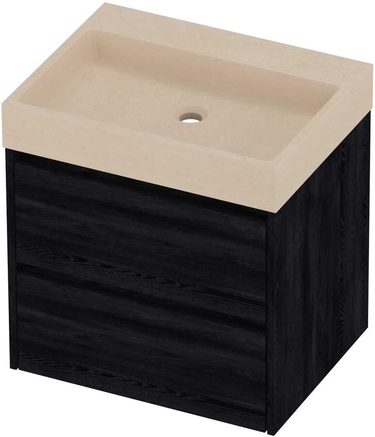 Proline Evoli Badmeubelset Hardsteen Loft 60x46x62 cm Sand Stone Black Oak