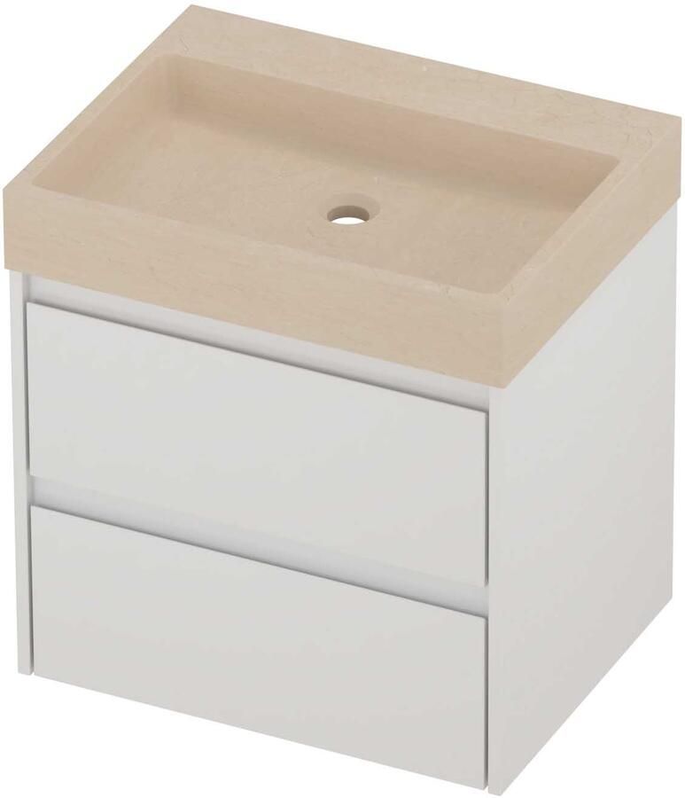 Proline Evoli Badmeubelset Hardsteen Loft 60x46x62 cm Sand Stone Glans Wit