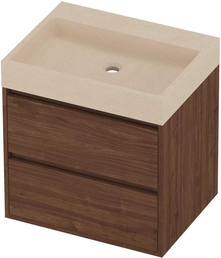 Proline Evoli Badmeubelset Hardsteen Loft 60x46x62 cm Sand Stone Indian Walnut