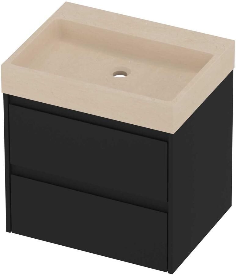 Proline Evoli Badmeubelset Hardsteen Loft 60x46x62 cm Sand Stone Mat Zwart