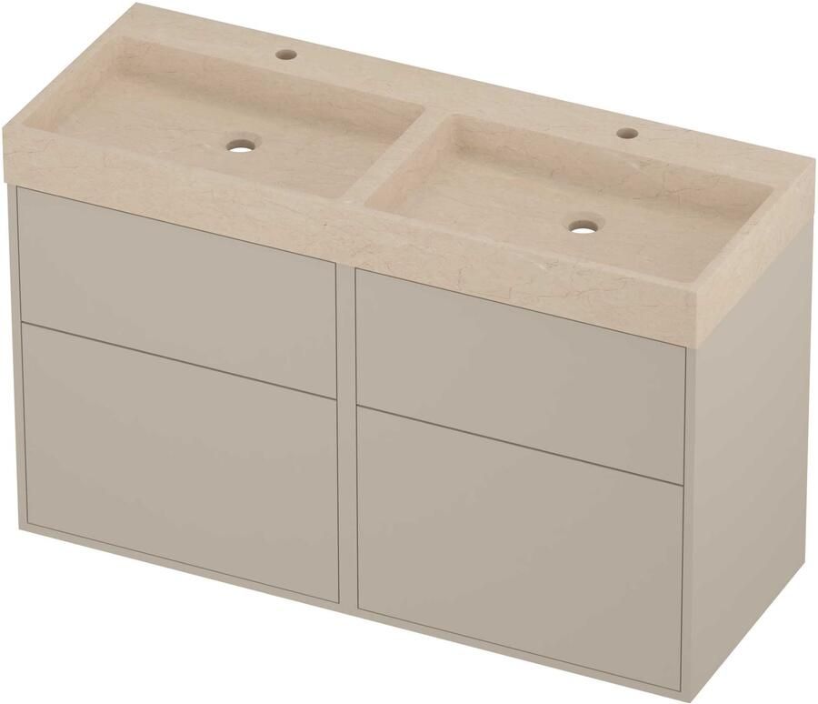 Proline Evoli Badmeubelset Hardsteen Loft Asymmetrisch 120x46x75 cm Sand Stone Soft Linen