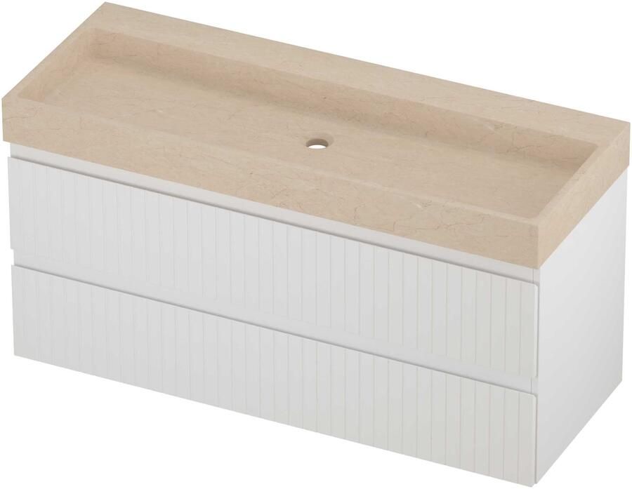 Proline Evoli Badmeubelset Hardsteen Loft Centraal 120x46x62 cm Sand Stone Mat Wit