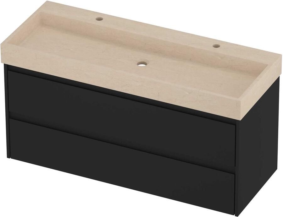 Proline Evoli Badmeubelset Hardsteen Loft Centraal 120x46x62 cm Sand Stone Mat Zwart