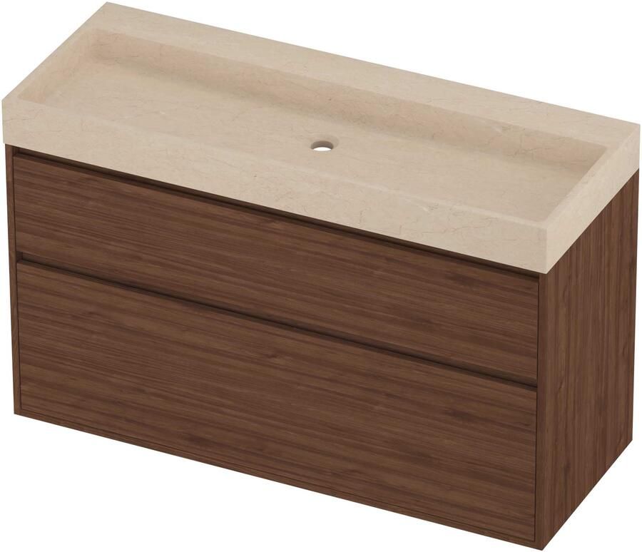 Proline Evoli Badmeubelset Hardsteen Loft Centraal 120x46x75 cm Sand Stone Indian Walnut