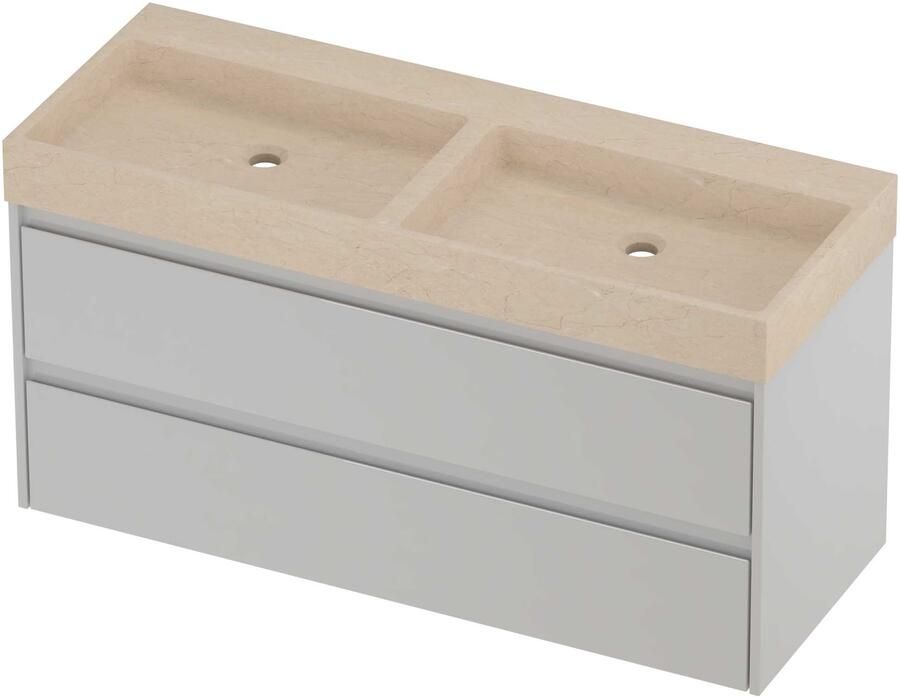 Proline Evoli Badmeubelset Hardsteen Loft Dubbel 120x46x62 cm Sand Stone Glans Wit